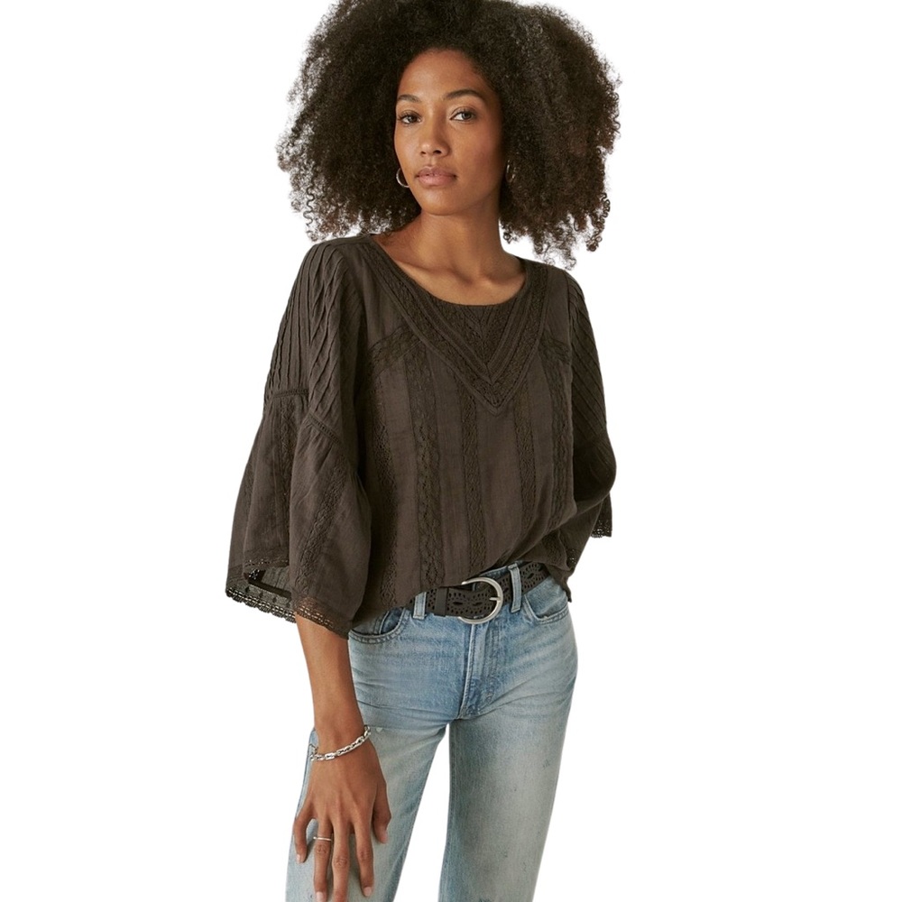 NWT* LUCKY‎ BRAND 🍀 Flutter Sleeve Lace Top